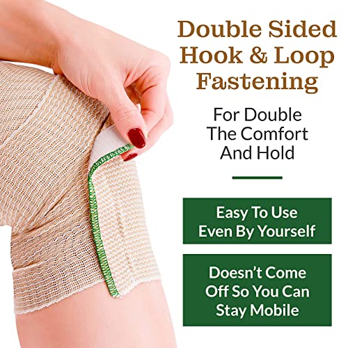 Premium Elastic Bandage Wrap (6” Wide, 6 Pack) - Nexskin Latex Free Athletic/Medical Compression Bandages Hook & Loop Fasteners At Both Ends - Lifetime Washable & Reusable Usa Organic Cotton Bandage #TOP1