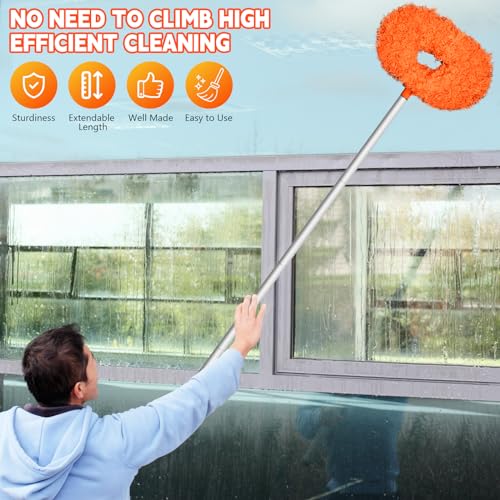 Image of Eunice Ceiling Fan Cleaner Duster with Extension Pole, Orange 4.2FT