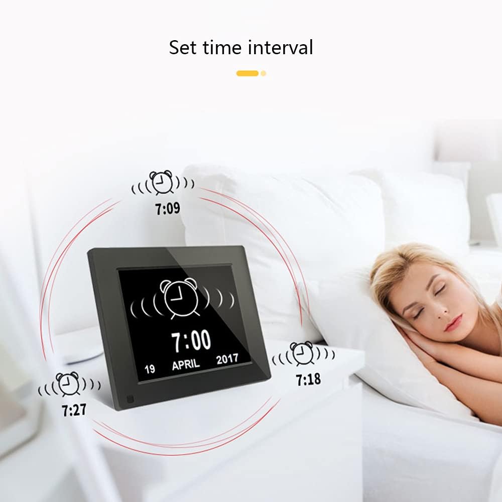 Digital Photo Frames Black/White 8-inch Electronic Clock Machine Desk Calendar Digital Electronic Album Resolution 1024×768 (White) (Black)