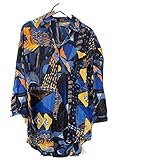 HJUGHPN Blusas para mujer con cuello vuelto, estampado holgado, manga larga, blusa larga estampada para mujer, talla libre