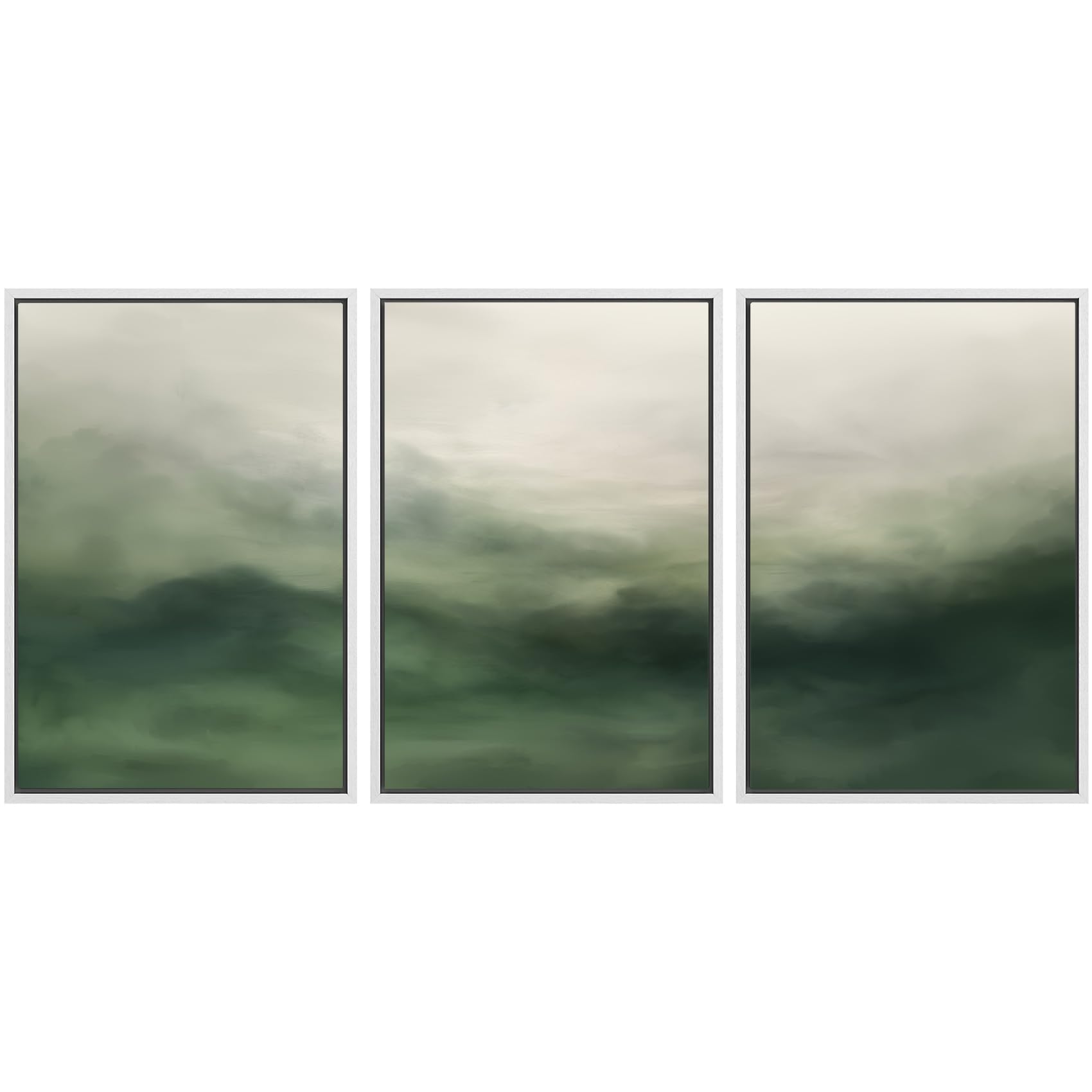 SIGNWIN Framed Canvas Print Wall Art Set Blue White Grunge Geometric Pattern Abstract Shapes Cozy Neutral Decorative Contemporary Minimal for Living Room, Bedroom, Office - 24"x36"x3 Natural — view 84