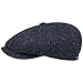Produktbild Stetson Hatteras Classic Wool Schirmmütze - Schiebermütze Herren - Flatcap mit Baumwollfutter - Herrencap mit Fischgrätmuster - Ballonmütze Herbst/Winter - Wintercap schwarz-blau 57 cm