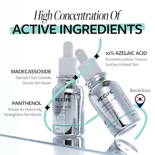 RE:CIPE RECIPE Azelaic Acid 10 Soothing Ampoule - Soothing Serum, Facial Serum for Sensitive skin - Korean Skincare for Mild Breakouts (1.01 fl oz)