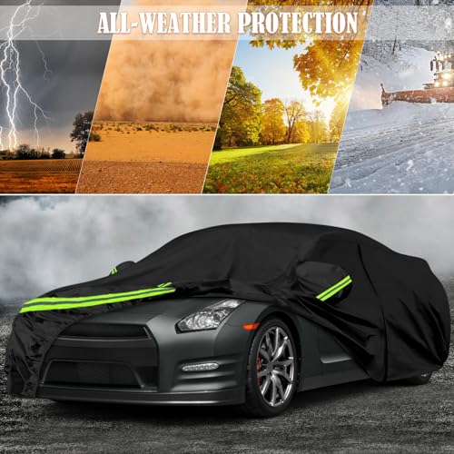 Image of Waterproof Car Covers Replace for 2009-2025 Nissan GT-R, 6 Layers All Weather Custom-fit Car Cover with Zipper Door & Windproof Bands for Snow Rain Dust Hail Protection