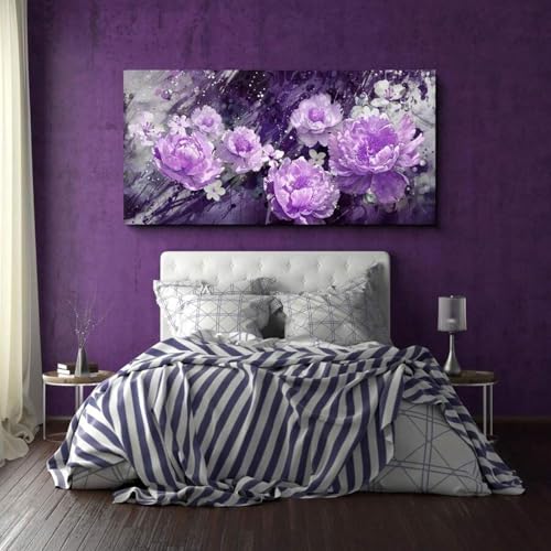 Toile d'art mural violet floral 40x80cm avec cadre interne XBTYKPB - 5