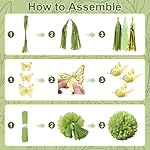 Sage Green Birthday Party Decorations Kit, Confetti Green Gold Balloon Happy Birthday Banner Fringe Curtains Butterfly Circle Dots Tassels Pom First Communion for Women Girls Party Supplies - Image 4