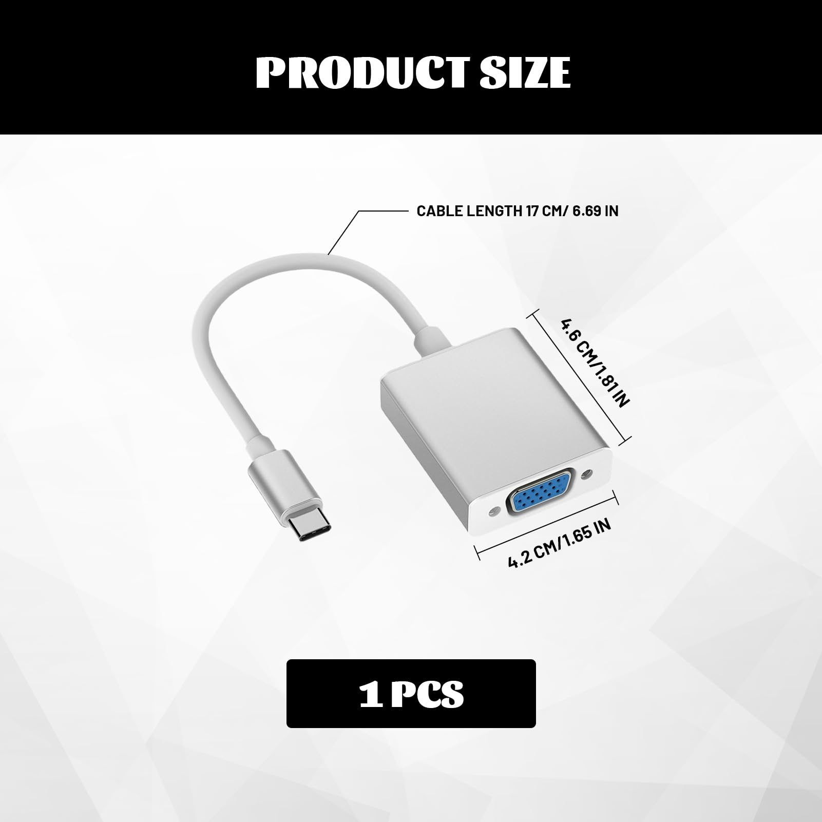 Adaptateur Vga, VGA USB C, USB-C VG A, US B C V GA, US B C vers VG A, US B C to VG A, Type C VG A, Câble V GA U SB C, Adaptateur V GA U SB C, pour MacBook Pro/Air, pour iPhone 15 Plus Pro Max