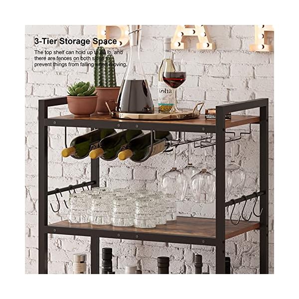 Tutotak bar cart serving cart for home microwave cart drink cart mobile kitchen shelf with wine rack and glass holder rolling beverage cart bc01bb030  urban country home decor