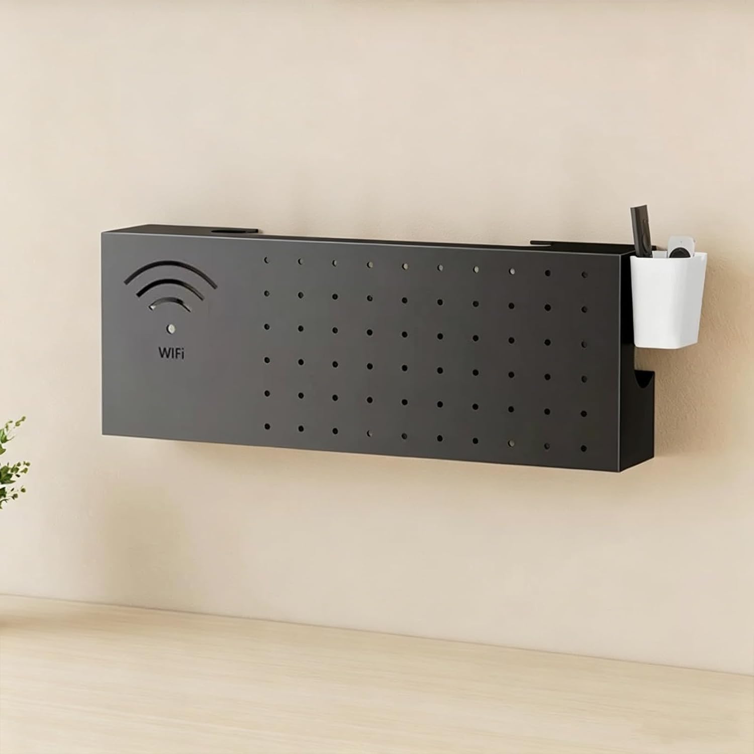 Mobile Da Parete in Acciaio Al Carbonio Per Router, Mobile Porta-Modem E Dispositivi Multimediali, Scaffale Portaoggetti Per Soggiorno, Ufficio E Camera Da Letto,Nero,50x10x20cm