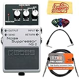 Boss NS-2 Noise Suppressor Bundle with Instrument Cable, Patch Cable, Picks, and Austin Bazaar Polishing Cloth
