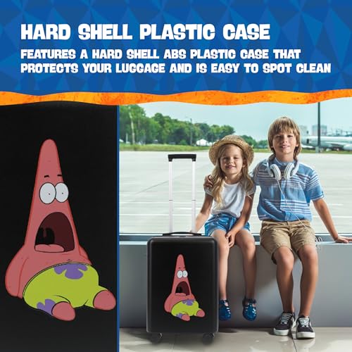 FUL Spongebob Squarepants 22.5 Inch Carry On Luggage, Hardshell Rolling Suitcase with Spinner Wheels, Black Patrick Star4
