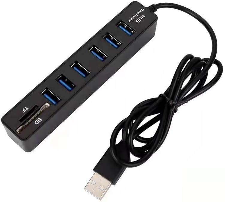 6 puertos USB 2.0 Hub Splitter Adaptador Multi USB Combo 2 en 1 con lector de tarjetas MicoSD SD/TF para Notebook/Laptop/PC/MacBook