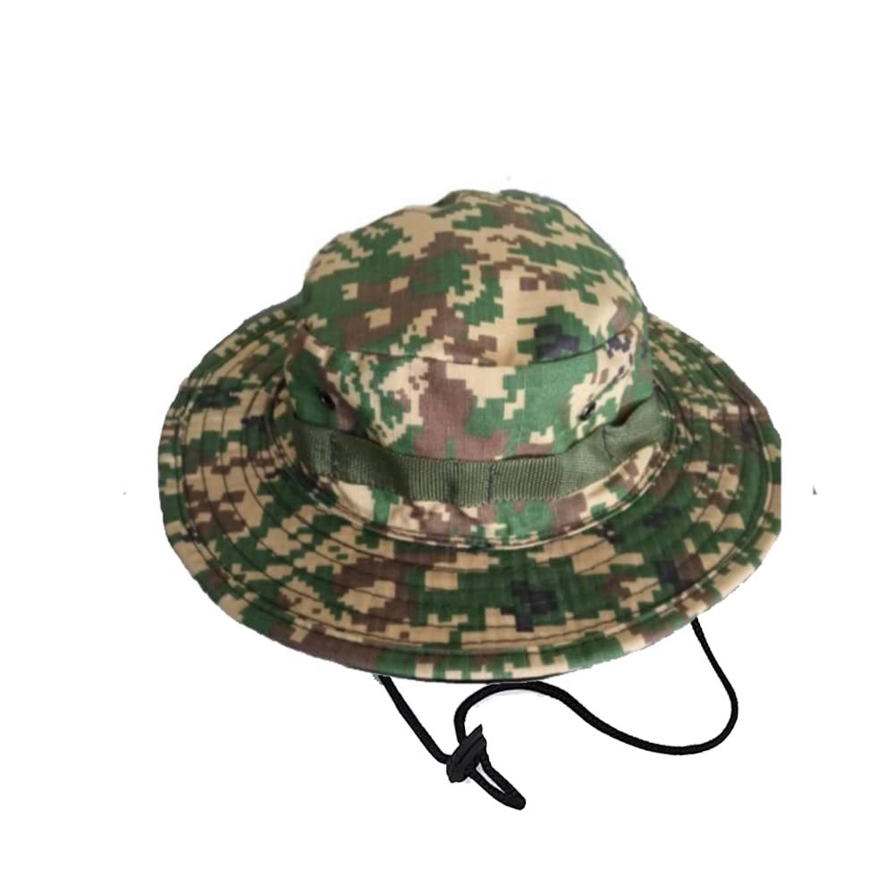 MAGICCamouflage Summer Outdoor Boonie Hunting Fishing Safari Bucket Sun Hat with Adjustable Strap (Khaki Camo Camo)