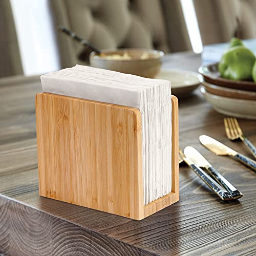 Maxgear Napkin Holder Bamboo Napkin Holders For Tables, Tabletop Freestanding Tissue Dispenser,Wooden Napkin Holder Dispenser Stand,Napkin Holder Organizer For Kitchen Restaurant Home Decor 1Pack #TOP5