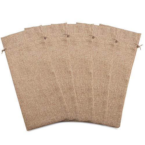 MUXItrade 5pcs Yute Bolsas de Vino, 35 * 15cm Pulgadas de arpillera Vino Botella Bolsas de Regalo con cordón (marrón) Cover