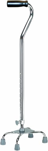 Drive Medical Cuádruple - Base grande plateada con agarre de vinilo, 12.86 libras