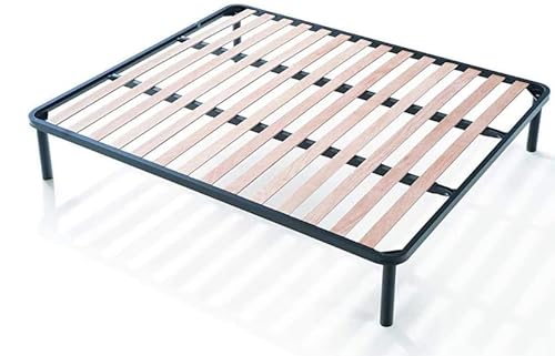EVERGREENWEB Rete Matrimoniale King size fuori misura 180x210 a Doghe di Legno Ortopedica con 4 Piedi Smontabili, Letto Matrimoniale in Ferro Rinforzata, Base da Incasso per Tutti i Materassi - Apple