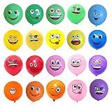 100 Pieces 12 Inches Latex Smiley Face Party Balloons Different Color and Funny Style