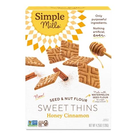 Simple Mills Honey Cinnamon Seed & Nut Flour Sweet Thins, Paleo Friendly & Delicious Sweet Thin Cookies, Good for Snacks, Nutrient Dense, 4.25oz, Pack of 1 Cover