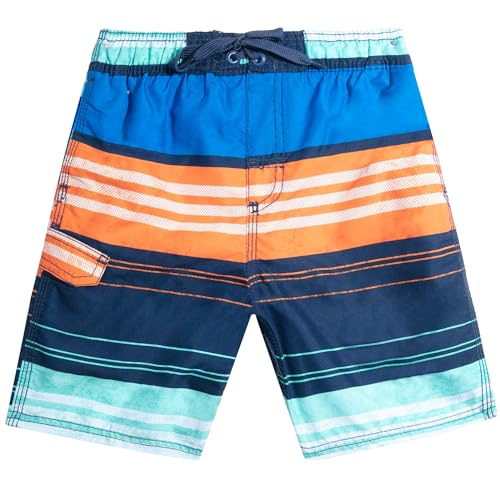 Kanu Surf Big Boys Specter Quick Dry Beach Swim Trunk, Halo Navy/Orange, Large (14/16)