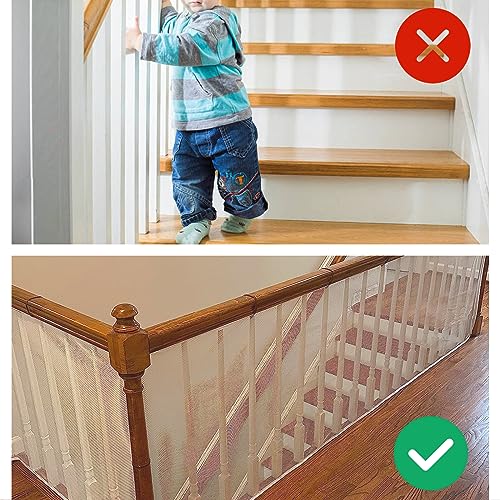 Baby Gate for Stairs, Banister Guard for Kids, Pets, Toys, Mesh Netting Safety Net for Balcony Rail Stair, Stairway Net Baby Safety Products for Indoor & Outdoor - Thumbnail 5