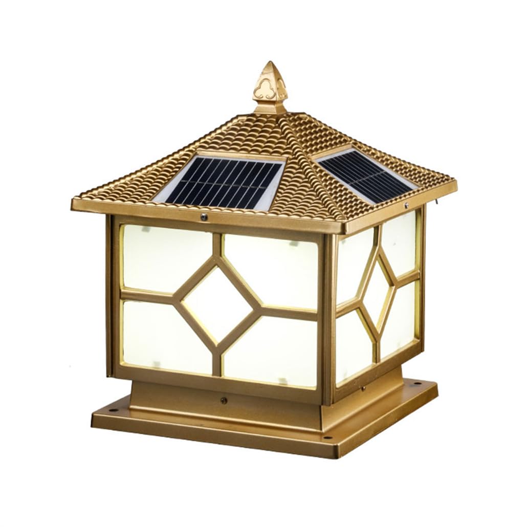 Outdoor Solar Post Lighting Fixture for Pathway Vintage Farmhouse Pillar Lights Anti-Rust Exterior Stigma Lamps Bronze Solar Pillar
