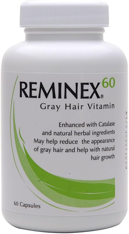 Reminex 60 Anti-Gray Hair Vitamin - Enriched with Catalese to Restore Gray and White Hair to Original Color - Essential Nutrients Promote Hair Regrowth (1 Bottle)