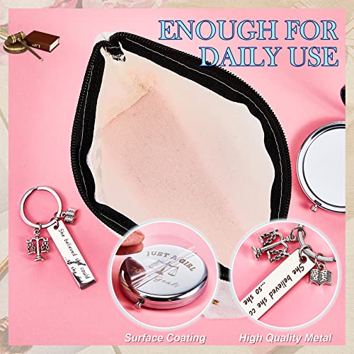 3 Law Graduation Gifts for Women Attorneys - Funny Lawyer Keychain, Cosmetic Bag, Makeup Mirror & More3