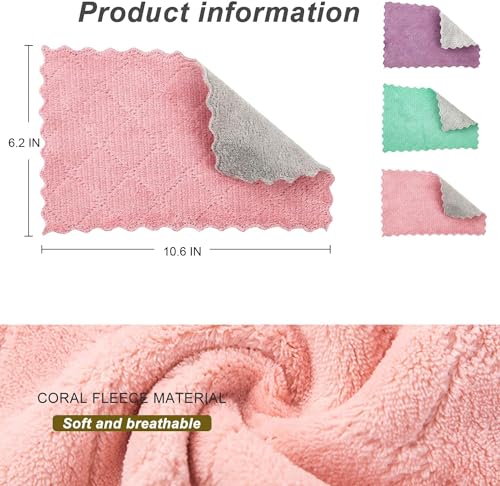 Missjojiay 20 Pack Cleaning Cloth Kitchen Cloth, Dish Towels Super Absorbent Coral Velvet Dishtowels thumb #5