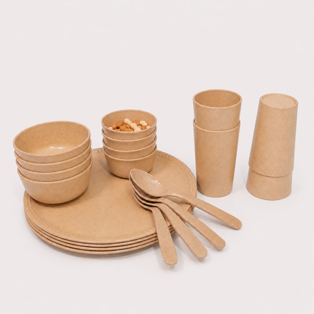 Bamboo Dinner Set - Eco-Friendly & Microwave Safe -1 Bamboo Dinner Set - Eco-Friendly & Microwave Safe -1