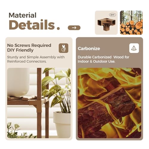 image for Bamworld Plant Stand With Wheels Indoor Outdoor Wood Plants Shelf for 