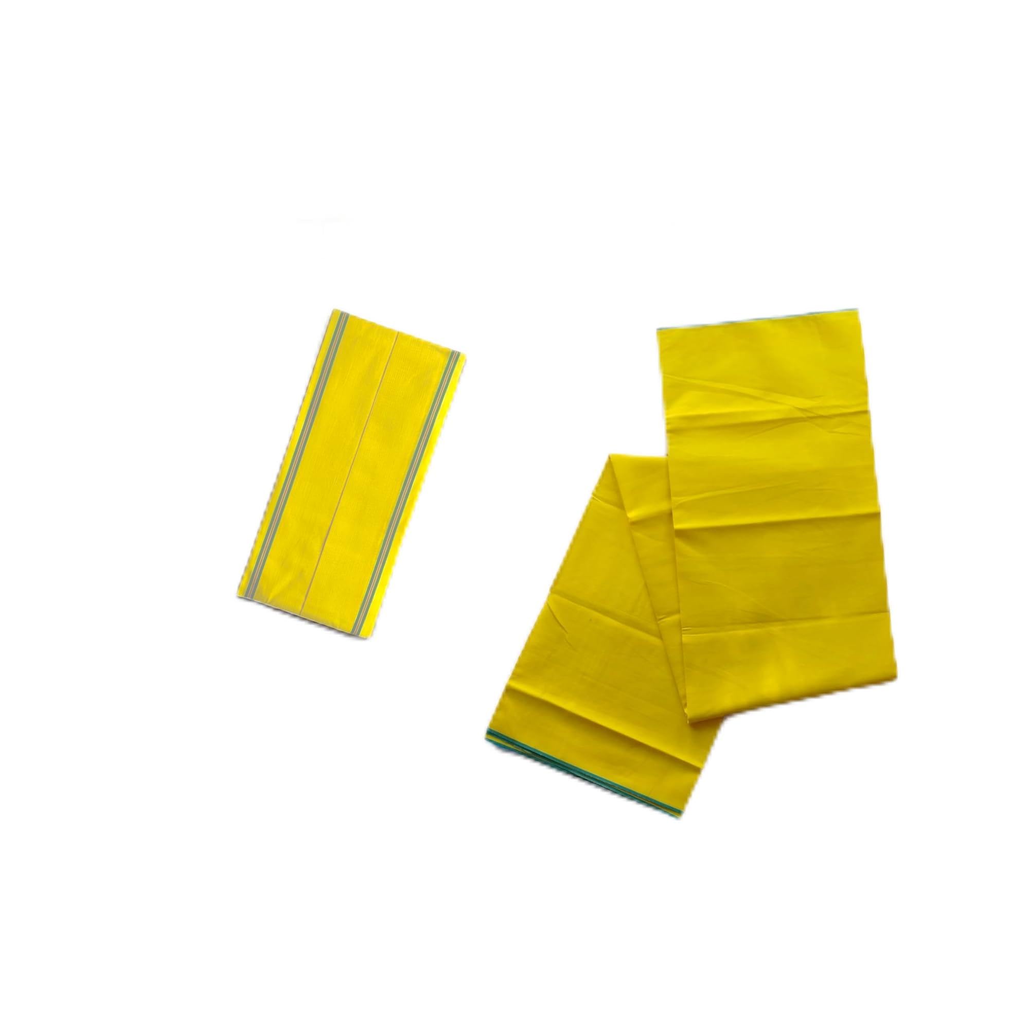 100% Cotton Towel and Lungis Combo Set for Men, Yellow, 2 Piece Set-image-25