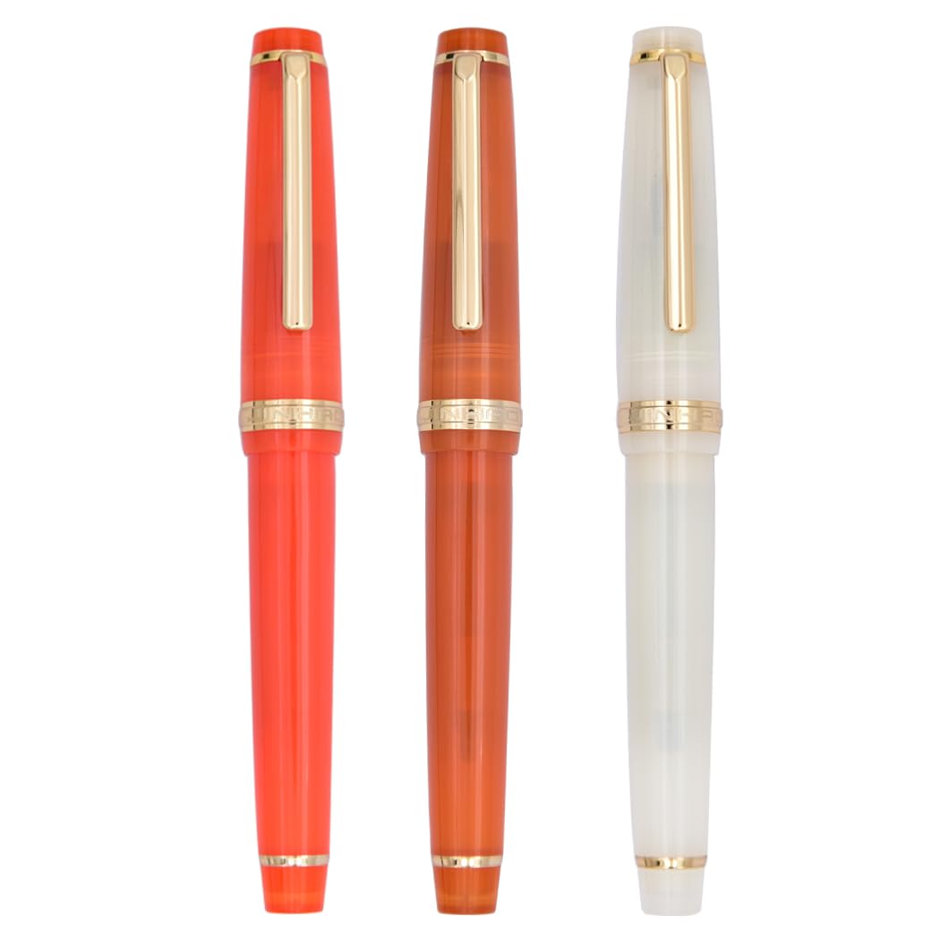 Ranvi 3 PCS Jinhao 82 Fountain Pen White, Red and Brown Acrylic, Iridium Fine Nib Gold Trim with Converter Set - Image 2