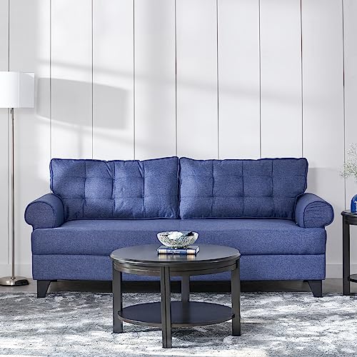 Image of Home Centre | Helios California Fabric 3-Seater Sofa | Sofa for Living Room | Solid Wood | Blue | 1 Year Warranty