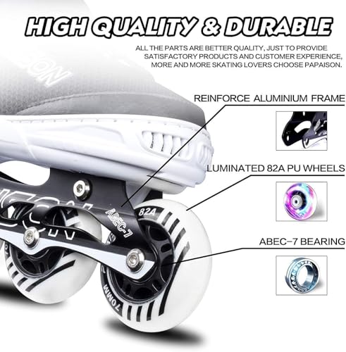 Image of PAPAISON Adjustable Inline Skates for Kids and Adults with Full Light Up Wheels, Outdoor Roller Skates for Girls and Boys, Men and Women