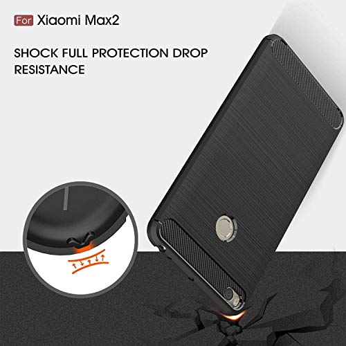 Image of JGD PRODUCTS Carbon Fiber Armor Drop Tested Shock Proof TPU Back Cover for Redmi Mi Max 2 (Black)