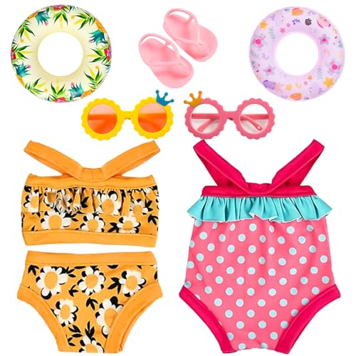 Traje de Baño para Muñecas,7 Pcs Ropa para Muñecas Bebé de Verano,Conjunto de Baño para Muñecas...