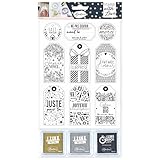 🎁 9 TAMPONS POUR ÉTIQUETTES CADEAUX – Ce kit contient 9 tampons aux messages variés : « Joyeux anniversaire », « Fait maison », « Merci », « Ne pas ouvrir avant le… », « Joyeux Noël », « Surprise », « Fait avec amour », « Juste pour toi » et « Cadeau 100 % bio ». Chaque tampon est illustré avec soin, en lien avec le thème ou la saison. Dimensions des tampons : 7,5 x 4 cm (grand tampons) et Ø 3,8 cm et 6 x 3,5 cm (petits tampons). Matériau : mousse et empreinte en caoutchouc.