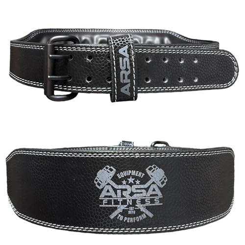 Arsa Fitness Leather Weightlifting Belt for Powerlifting, Bodybuilding, Deadlifting, Squatting, Lower Back Support Adjustable Buckle for Men & Women - SKINZ Series (Black Mamba, X-Large)