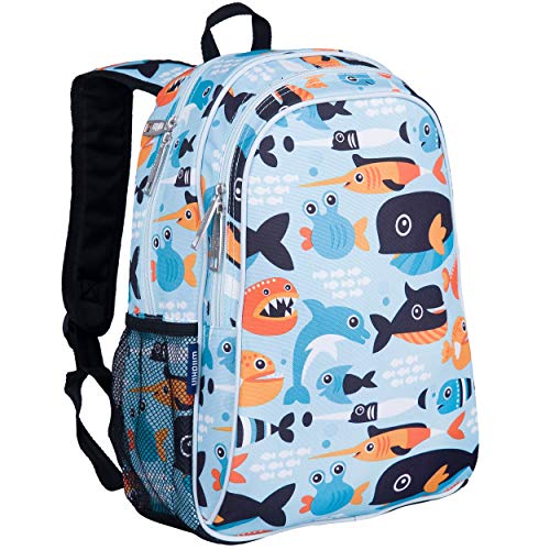 Wildkin 15-Inch Kids Backpack for Boys & Girls, Perfect for Early Elementary Daycare School Travel, Features Padded Back & Adjustable Strap (Big Fish)