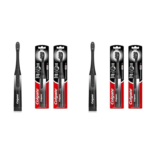 Colgate Cepillo de dientes con batería sónico de carbón 360, paquete de 4