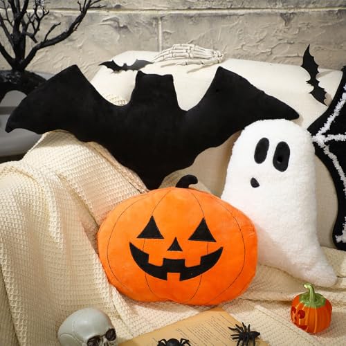 Huwena 3 Pcs Halloween Pillow Happy Halloween Decor Pumpkin Ghost