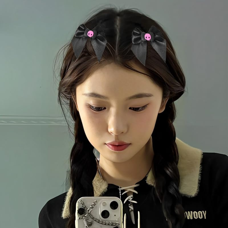 Miniatura 5 de Pinzas para el pelo de calavera de Halloween para niñas, pasadores góticos para el cabello para adolescentes, accesorios góticos negros Y2K para el