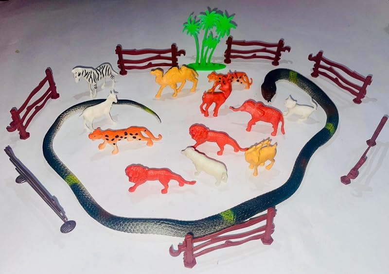 Animal Toy Set with Snake, Tiger & Other Wild Animals | Realistic Plastic Jungle Animal Figures for Kids | Educational Wildlife Playset for Boys & Girls | Durable Animal Toys for Learning & Fun