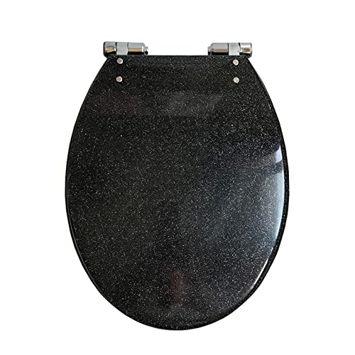 Abattant de toilettes résine acrylique noir pailleté déco WC chic