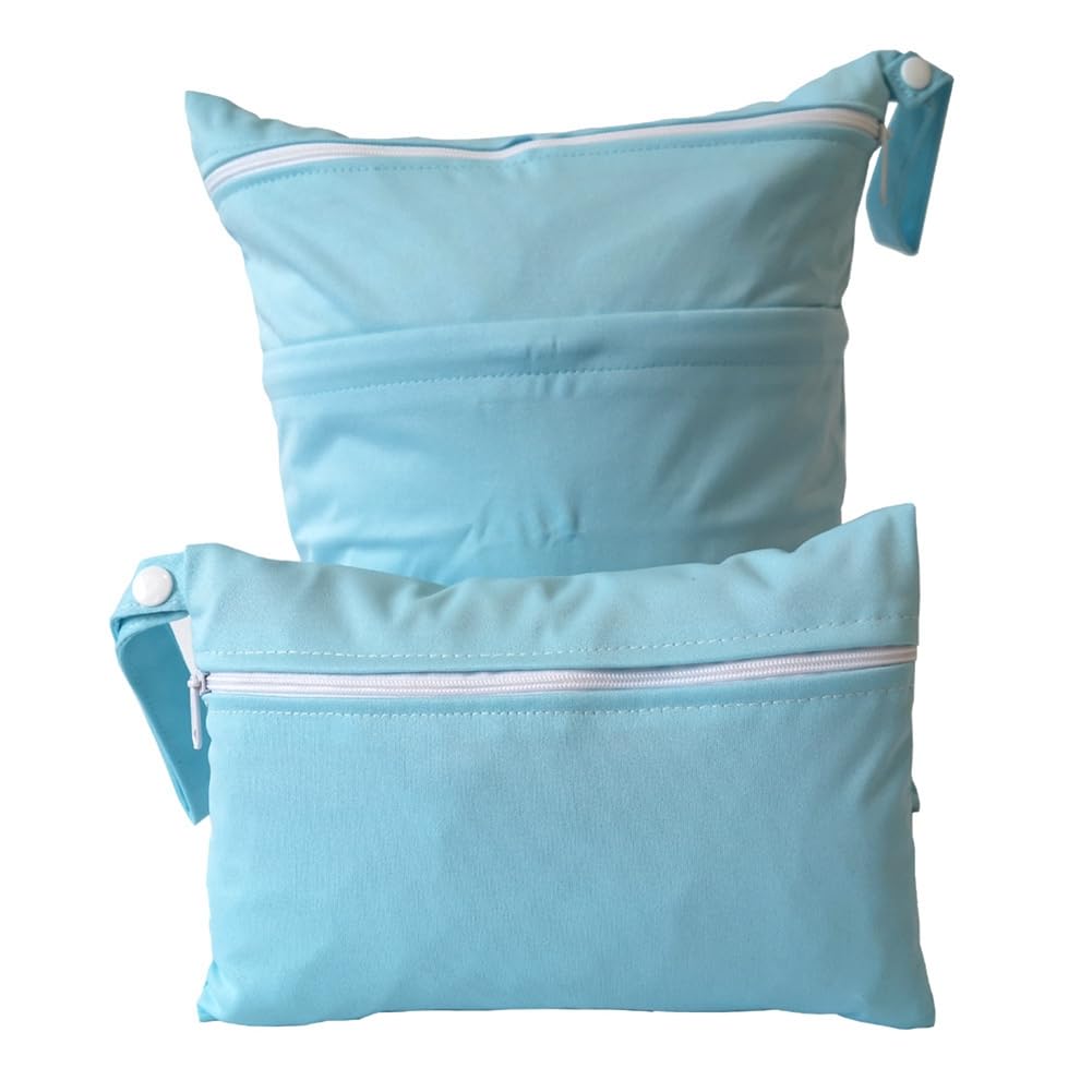 shouzhigo Wet Dry Bags Reusable Nappy Bag Diaper Bags with Zipper Pockets for Babies Swimming Camping Travel Gym Beach,2Pcs (Blue)
