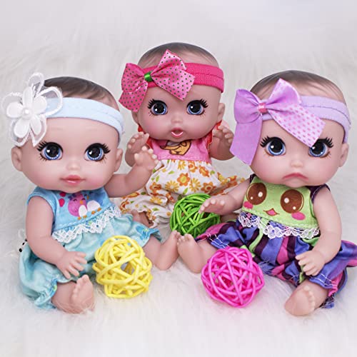 Beem Jun 6" Cute Small Baby Doll Newborn Baby All Vinyl Reborn Baby Dolls For Girls Swivel Mini Dolls 16 Cm Crying Baby Diy Toys For Ages 3+(Blue) #TOP5