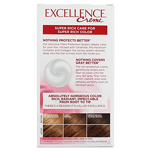 Image of L'Oreal Paris Excellence Creme Triple Protection Hair Color -Light Golden Brown [6G] Pack of 4