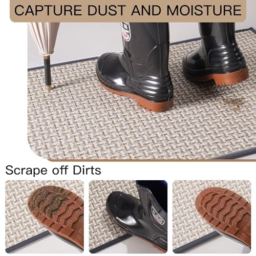 Image of YDKGL Door Mat 31 inchx47 inch, Dirt Resistant and Absorbent, Non-Slip Rubber Backing Floor Mats, Easy Clean Low-Profile Doormat for Entryway, Front Door, Inside Entrance, Gray