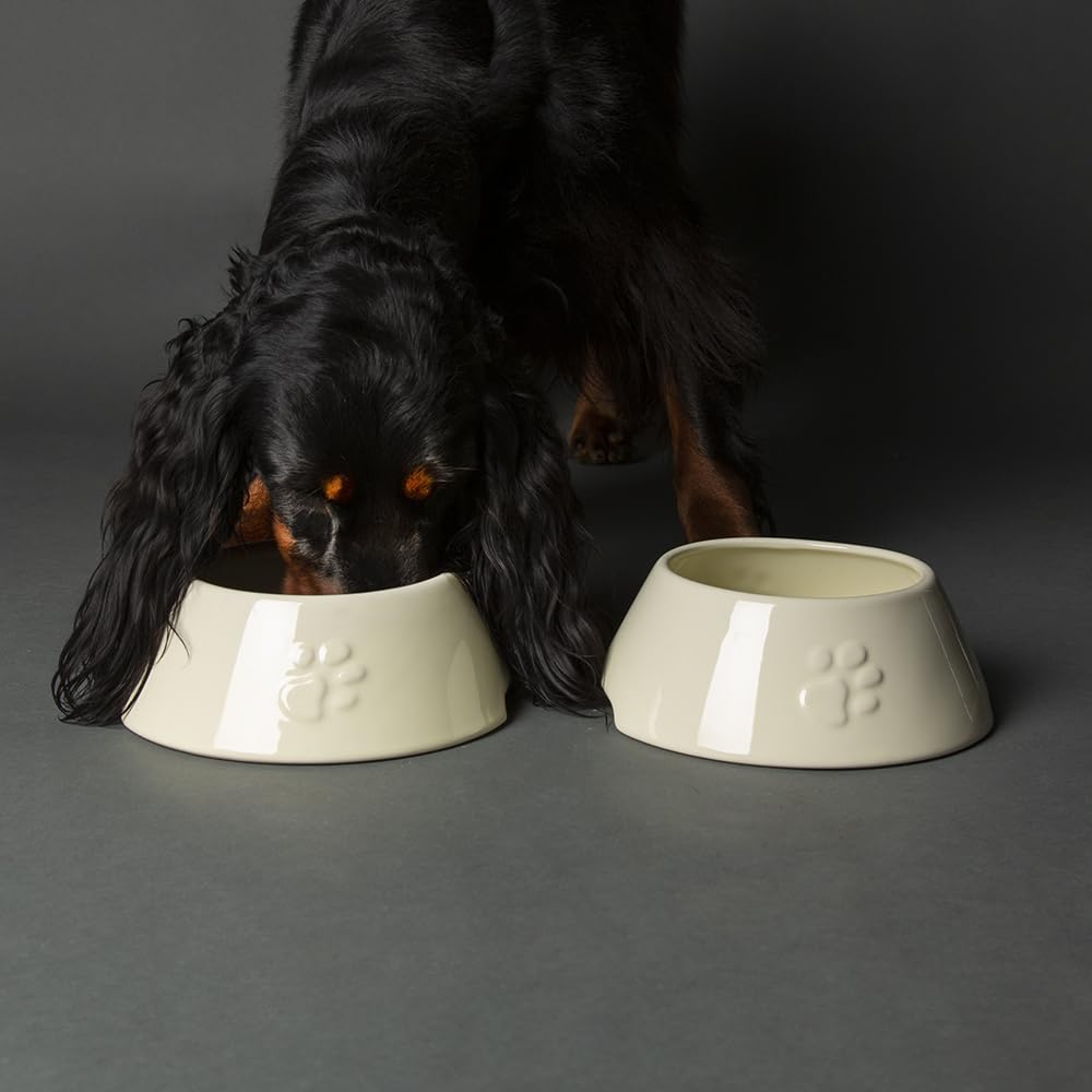 Scruffs Icon 2 Piece Long Eared Dog Food & Water Bowl - Cream